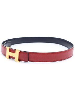 Hermes Constance Leather Belt Red Black Box Calf 70 S Gold